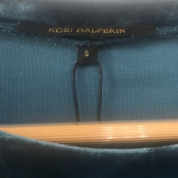 Kobi Halperin Jennifer Velvet Crewneck Fringe-Cuff in Topaz, S - Picture 9 of 11